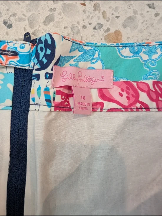 Lilly Pulitzer Patchwork Print Skort in Navy, Pink, Aqua, Yellow - Picture 2 of 2